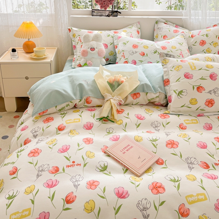 91家纺网 家纺一手货源 找家纺 简冠家纺 2026直播爆款北欧风亲肤植物羊绒磨毛四件套 花房