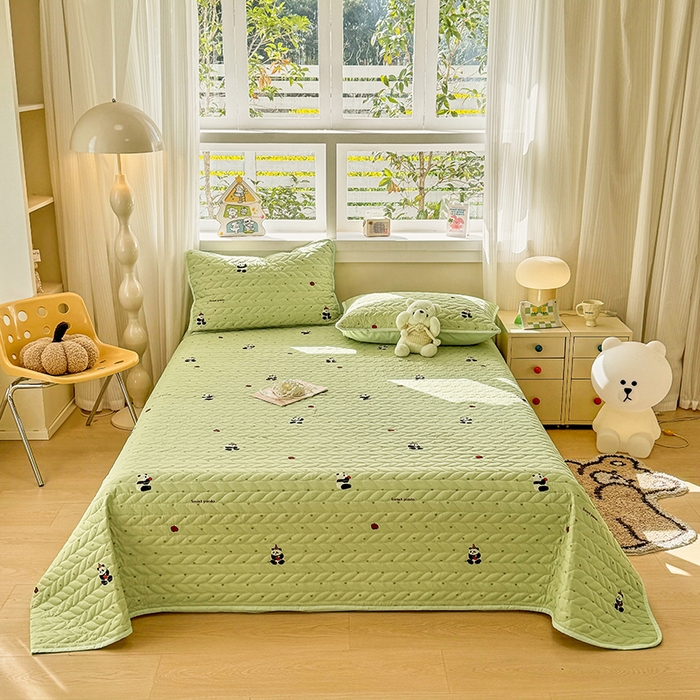 91家纺网 家纺一手货源 找家纺 （总）北辰 2025新款可水洗针织棉印花款夹棉床盖   床盖三件套