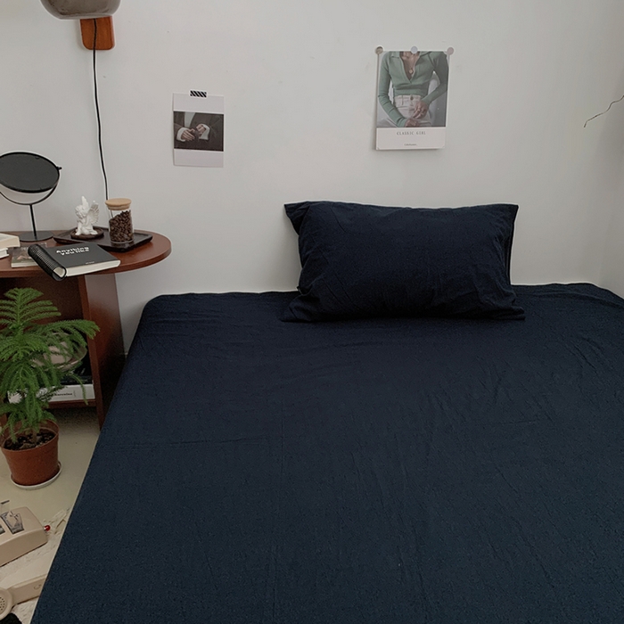 91家纺网 家纺一手货源 找家纺 （总）柚可家居 2024新款雾蓝条纹提花水洗棉单床单