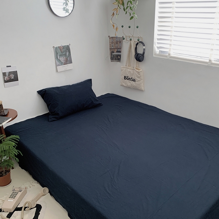 91家纺网 家纺一手货源 找家纺 （总）柚可家居 2024新款雾蓝条纹提花水洗棉单床单