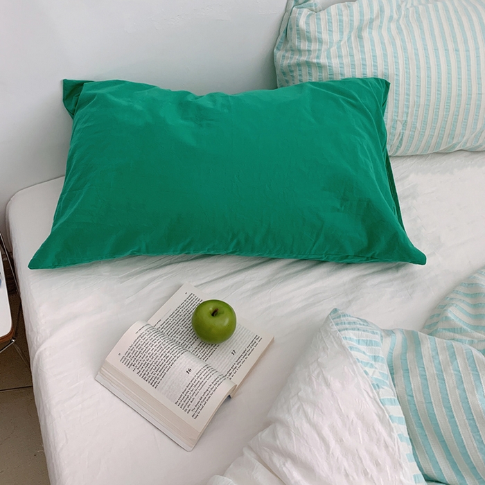 91家纺网 家纺一手货源 找家纺 柚可家居 2024新款雾蓝条纹提花水洗棉四件套（送手提袋） 天蓝条纹提花 白色