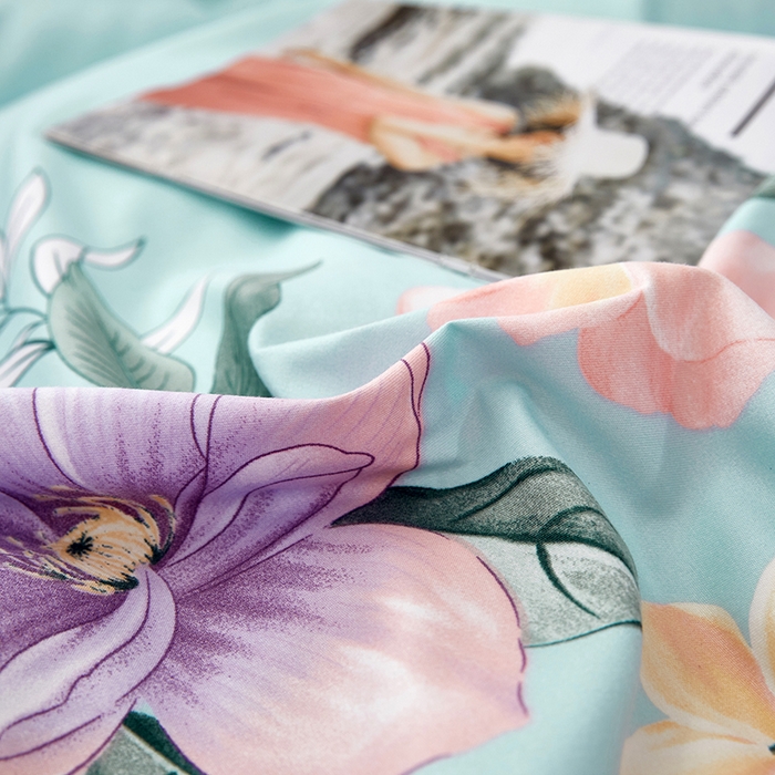 91家纺网 家纺一手货源 找家纺 简冠家纺 2025直播爆款北欧风亲肤植物羊绒磨毛四件套 花美夺艳-兰