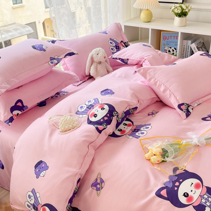 91家纺网 家纺一手货源 找家纺 简冠家纺 2025直播爆款北欧风亲肤植物羊绒磨毛四件套 宝贝猫咪