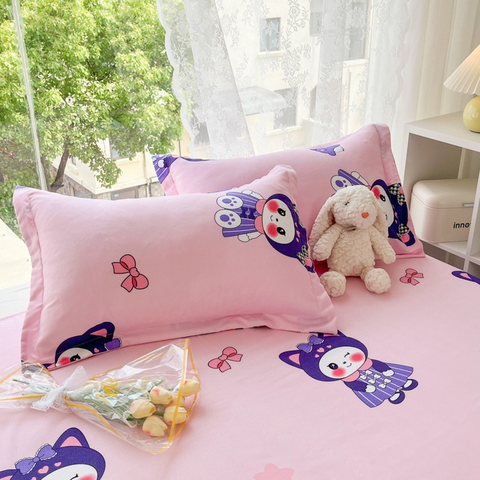 91家纺网 家纺一手货源 找家纺 简冠家纺 2025直播爆款北欧风亲肤植物羊绒磨毛四件套 宝贝猫咪