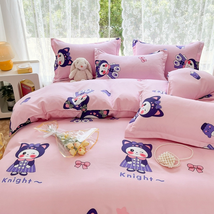 91家纺网 家纺一手货源 找家纺 简冠家纺 2025直播爆款北欧风亲肤植物羊绒磨毛四件套 宝贝猫咪