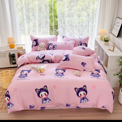 91家纺网 家纺一手货源 找家纺 简冠家纺 2025直播爆款北欧风亲肤植物羊绒磨毛四件套 宝贝猫咪