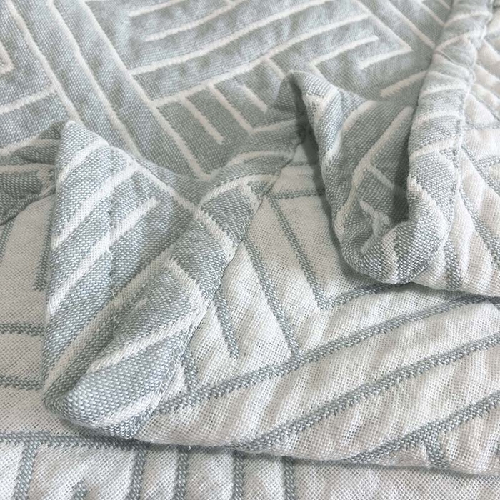 91家纺网 家纺一手货源 找家纺 卡奥家纺 2025新款水洗全棉四层纱盖毯毛巾被夏凉被  围城-水蓝