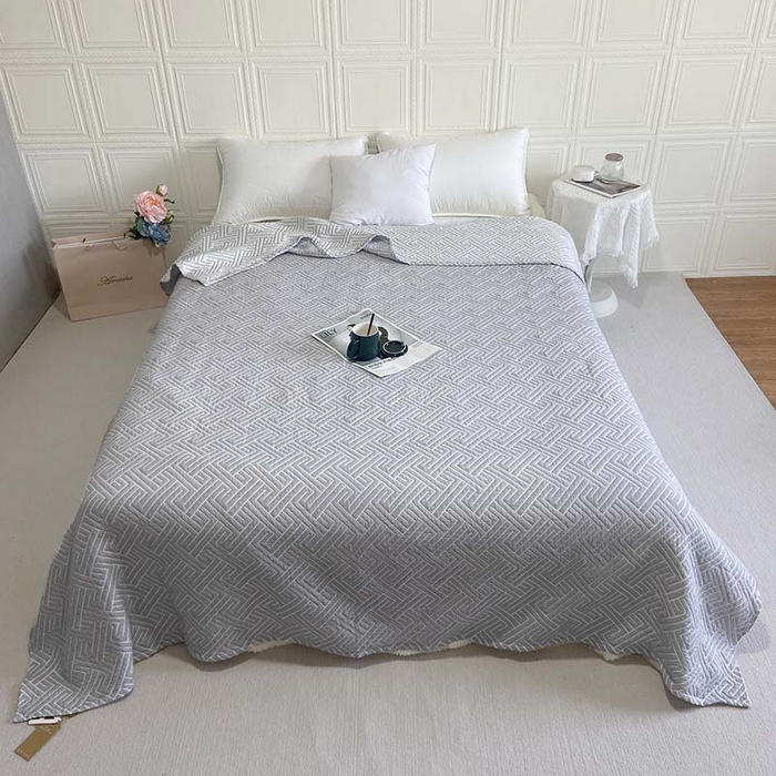 卡奥家纺 2025新款水洗全棉四层纱盖毯毛巾被夏凉被  围城-灰