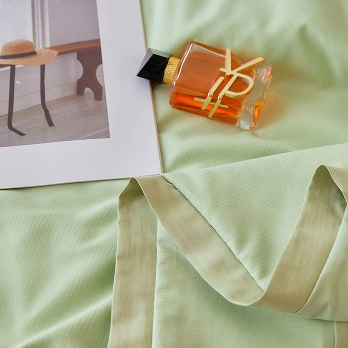 91家纺网 家纺一手货源 找家纺 VIP被业 2025新款玉米大豆夏被被套二合一 豆蔻绿