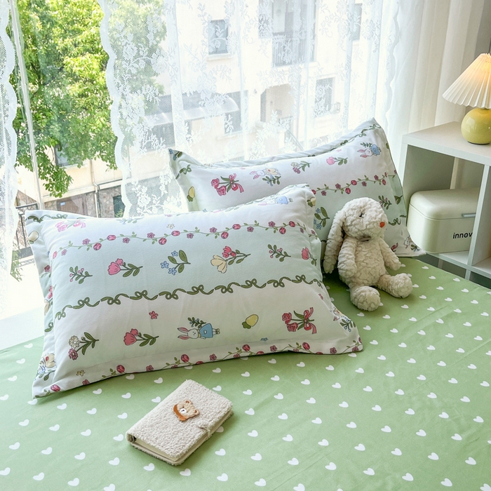 91家纺网 家纺一手货源 找家纺 简冠家纺 2025直播爆款北欧风亲肤植物羊绒磨毛四件套 林间小兔叽