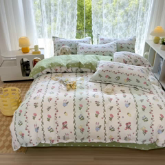 91家纺网 家纺一手货源 找家纺 简冠家纺 2025直播爆款北欧风亲肤植物羊绒磨毛四件套 林间小兔叽