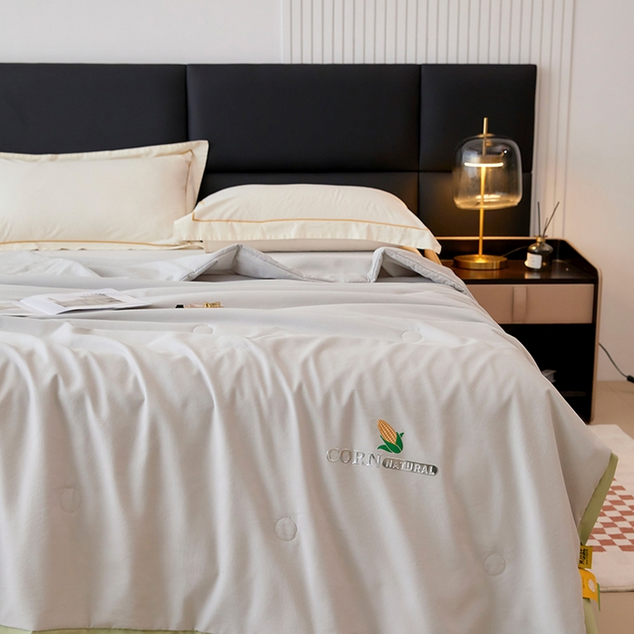 91家纺网 家纺一手货源 找家纺 VIP被业 2025新款玉米大豆夏被被套二合一 梦境灰