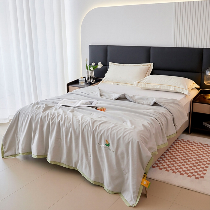 91家纺网 家纺一手货源 找家纺 VIP被业 2025新款玉米大豆夏被被套二合一 梦境灰