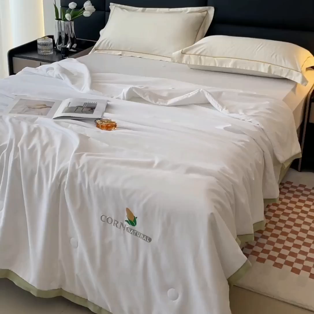 91家纺网 家纺一手货源 找家纺 VIP被业 2025新款玉米大豆夏被被套二合一 梦境灰