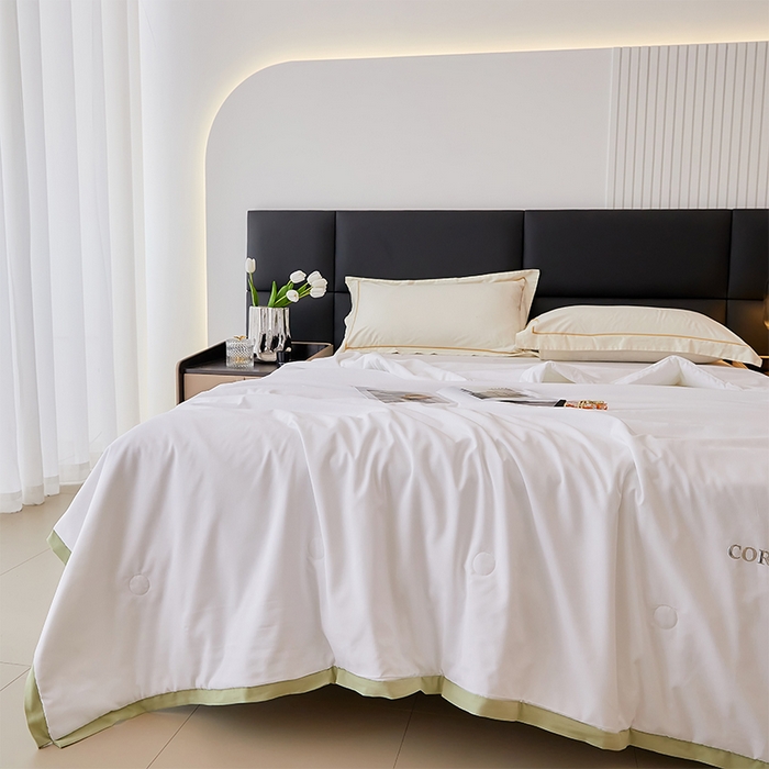 91家纺网 家纺一手货源 找家纺 VIP被业 2025新款玉米大豆夏被被套二合一 幸福白