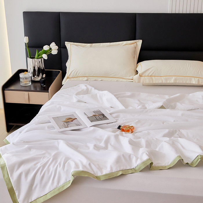 91家纺网 家纺一手货源 找家纺 VIP被业 2025新款玉米大豆夏被被套二合一 幸福白