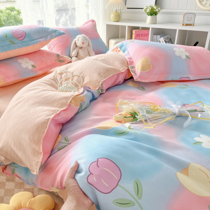 91家纺网 家纺一手货源 找家纺 简冠家纺 2025直播爆款北欧风亲肤植物羊绒磨毛四件套 梦境情迷