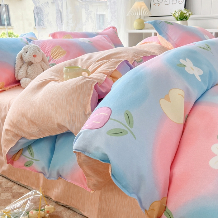 91家纺网 家纺一手货源 找家纺 简冠家纺 2025直播爆款北欧风亲肤植物羊绒磨毛四件套 梦境情迷