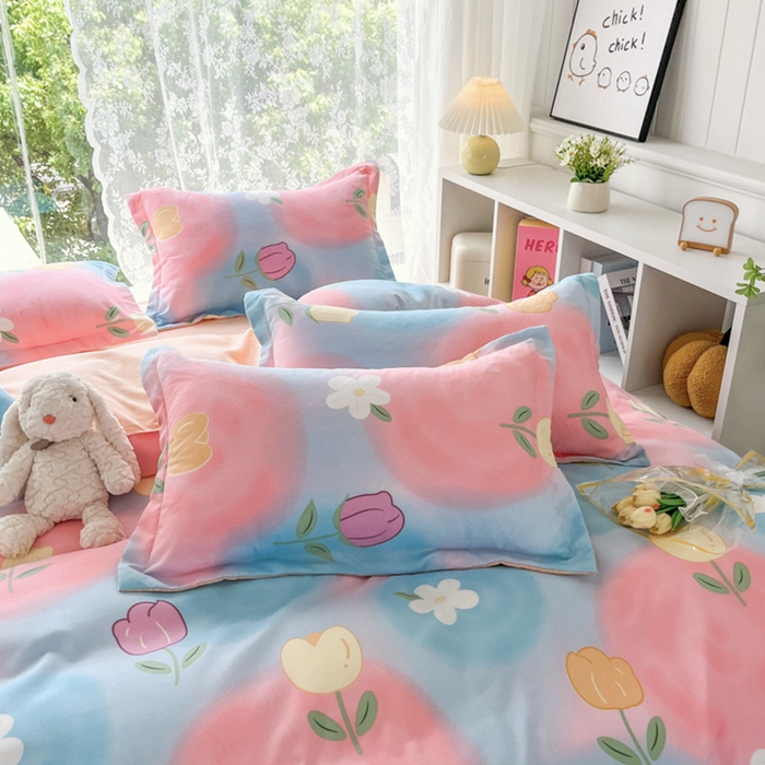 91家纺网 家纺一手货源 找家纺 简冠家纺 2025直播爆款北欧风亲肤植物羊绒磨毛四件套 梦境情迷