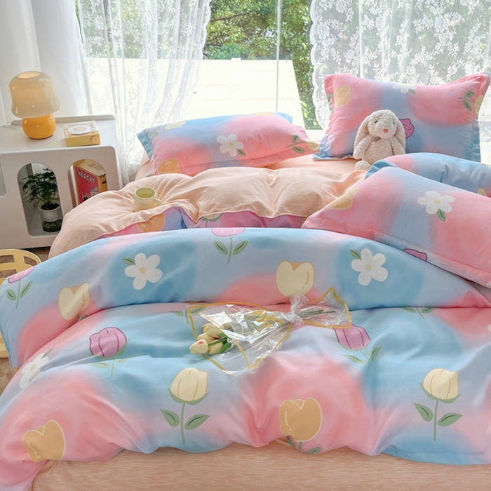 91家纺网 家纺一手货源 找家纺 简冠家纺 2025直播爆款北欧风亲肤植物羊绒磨毛四件套 梦境情迷