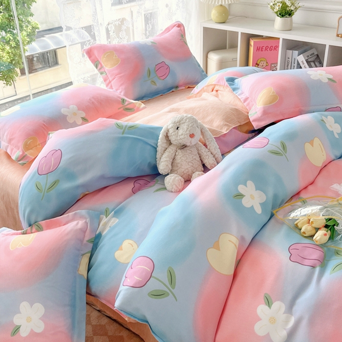 91家纺网 家纺一手货源 找家纺 简冠家纺 2025直播爆款北欧风亲肤植物羊绒磨毛四件套 梦境情迷