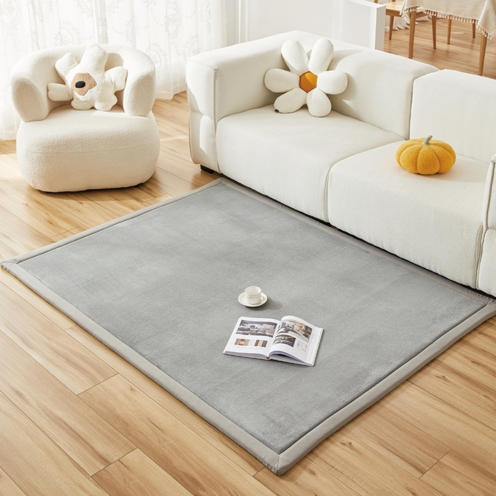 91家纺网 家纺一手货源 找家纺 北辰 2025新款凉席多功能地垫床垫床边垫打地铺神器 牛奶绒地垫-银灰