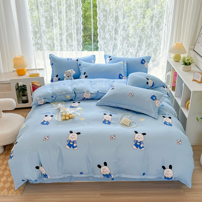 简冠家纺 2025直播爆款北欧风亲肤植物羊绒磨毛四件套 太空兔