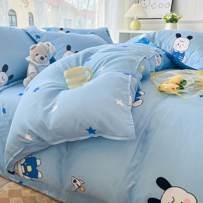 91家纺网 家纺一手货源 找家纺 简冠家纺 2025直播爆款北欧风亲肤植物羊绒磨毛四件套 太空兔