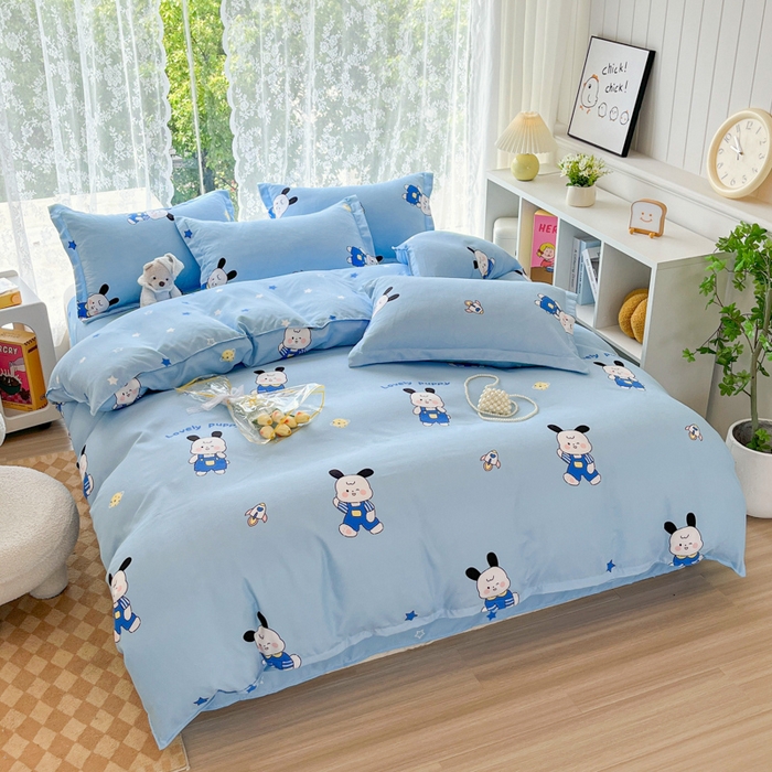 91家纺网 家纺一手货源 找家纺 简冠家纺 2025直播爆款北欧风亲肤植物羊绒磨毛四件套 太空兔