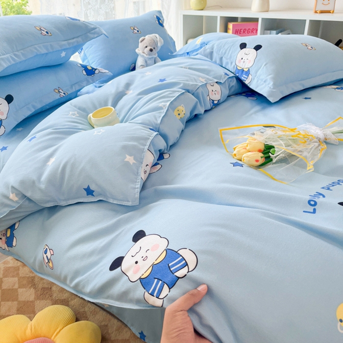 91家纺网 家纺一手货源 找家纺 简冠家纺 2025直播爆款北欧风亲肤植物羊绒磨毛四件套 太空兔