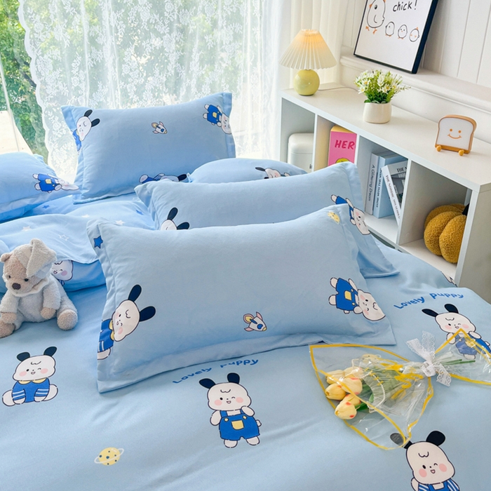 91家纺网 家纺一手货源 找家纺 简冠家纺 2025直播爆款北欧风亲肤植物羊绒磨毛四件套 太空兔