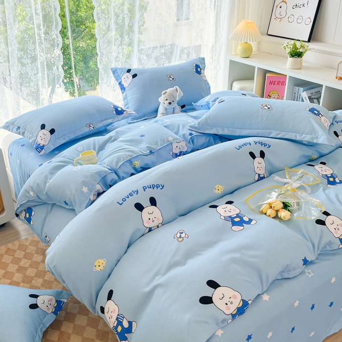 91家纺网 家纺一手货源 找家纺 简冠家纺 2025直播爆款北欧风亲肤植物羊绒磨毛四件套 太空兔