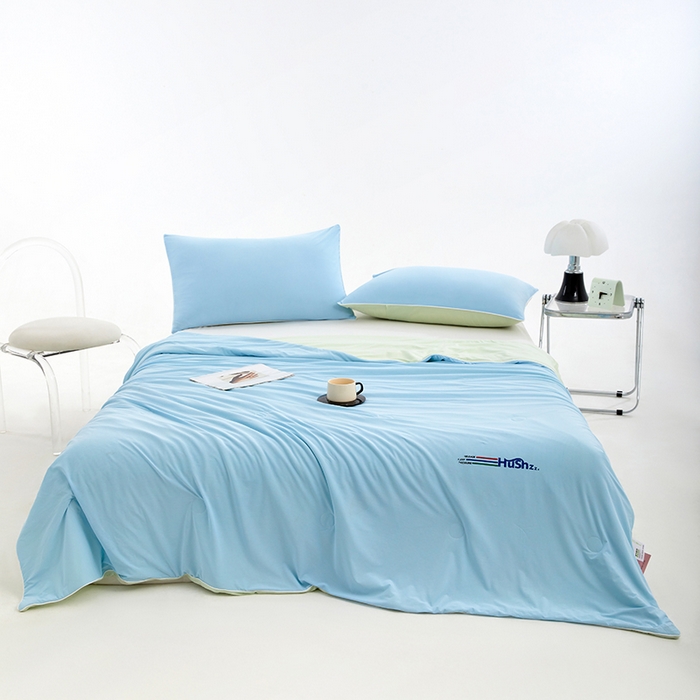 91家纺网 家纺一手货源 找家纺 VIP被业 2025新款0负担防蚊透气深睡被凉感丝网红直播小红书大豆冰丝空调夏被 海湾蓝