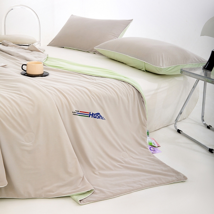 91家纺网 家纺一手货源 找家纺 VIP被业 2025新款0负担防蚊透气深睡被凉感丝网红直播小红书大豆冰丝空调夏被 天云灰