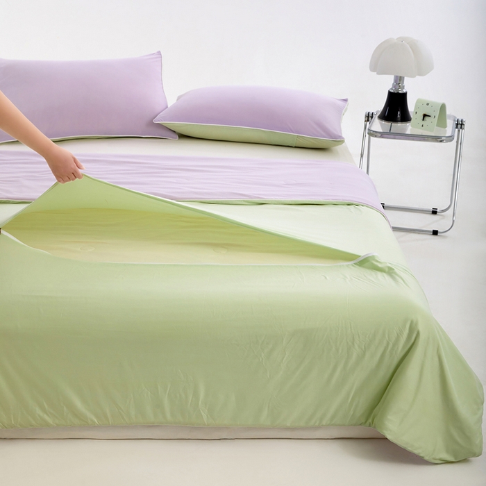 91家纺网 家纺一手货源 找家纺 VIP被业 2025新款0负担防蚊透气深睡被凉感丝网红直播小红书大豆冰丝空调夏被 霞光紫