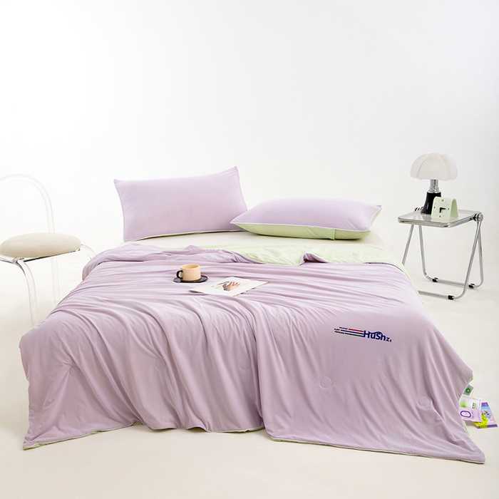 91家纺网 家纺一手货源 找家纺 VIP被业 2025新款0负担防蚊透气深睡被凉感丝网红直播小红书大豆冰丝空调夏被 霞光紫