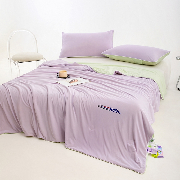 91家纺网 家纺一手货源 找家纺 VIP被业 2025新款0负担防蚊透气深睡被凉感丝网红直播小红书大豆冰丝空调夏被 霞光紫