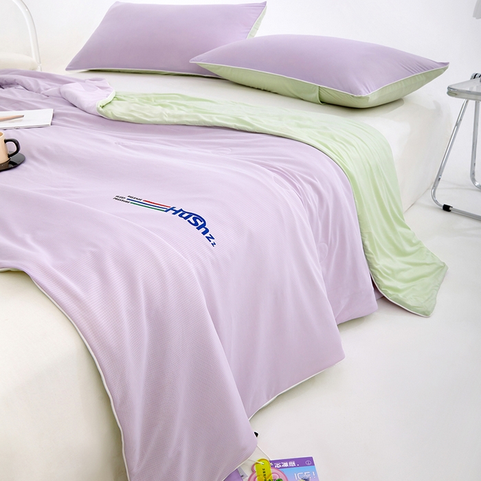 91家纺网 家纺一手货源 找家纺 VIP被业 2025新款0负担防蚊透气深睡被凉感丝网红直播小红书大豆冰丝空调夏被 霞光紫