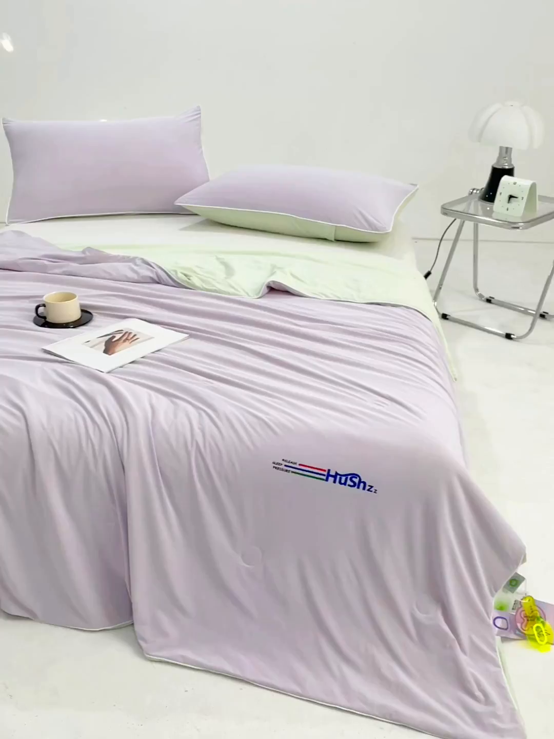 91家纺网 家纺一手货源 找家纺 VIP被业 2025新款0负担防蚊透气深睡被凉感丝网红直播小红书大豆冰丝空调夏被 霞光紫