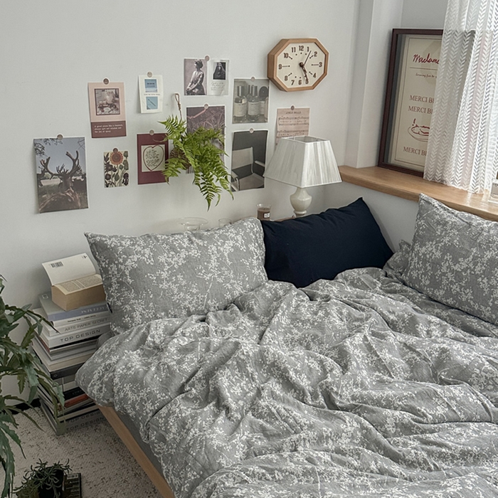 91家纺网 家纺一手货源 找家纺 柚可家居 2024新款三层纱浮雕提花四件套（送手提袋） 巴山夜雨-深灰（送手提袋）