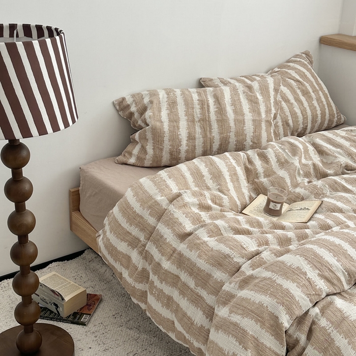 柚可家居 2024新款三层纱浮雕提花四件套（送手提袋） 枫桥夜泊-浅咖（送手提袋）