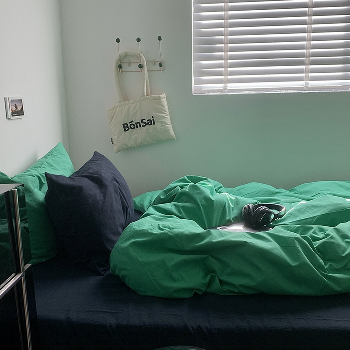 91家纺网 家纺一手货源 找家纺 （总）柚可家居 2025新款40支全棉色织水洗棉四件套--绿箭