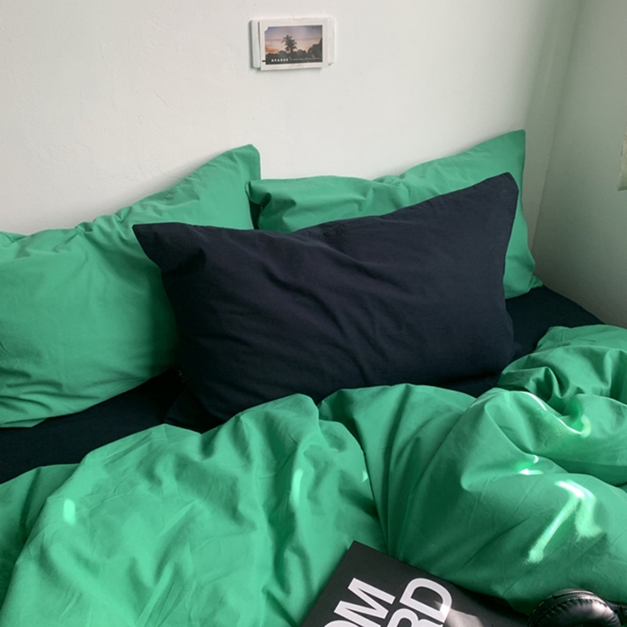 91家纺网 家纺一手货源 找家纺 （总）柚可家居 2025新款40支全棉色织水洗棉四件套--绿箭