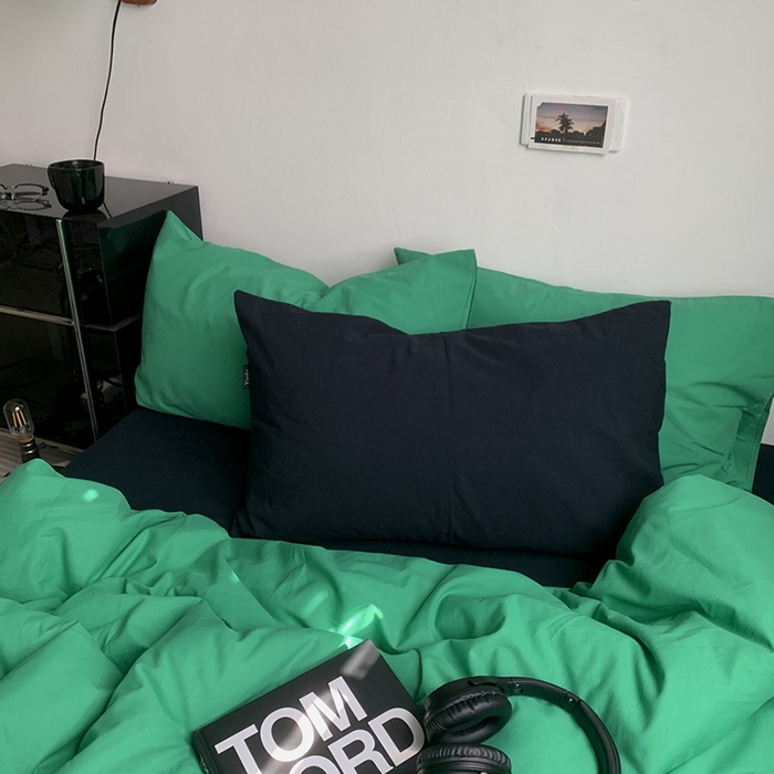 91家纺网 家纺一手货源 找家纺 （总）柚可家居 2025新款40支全棉色织水洗棉四件套--绿箭