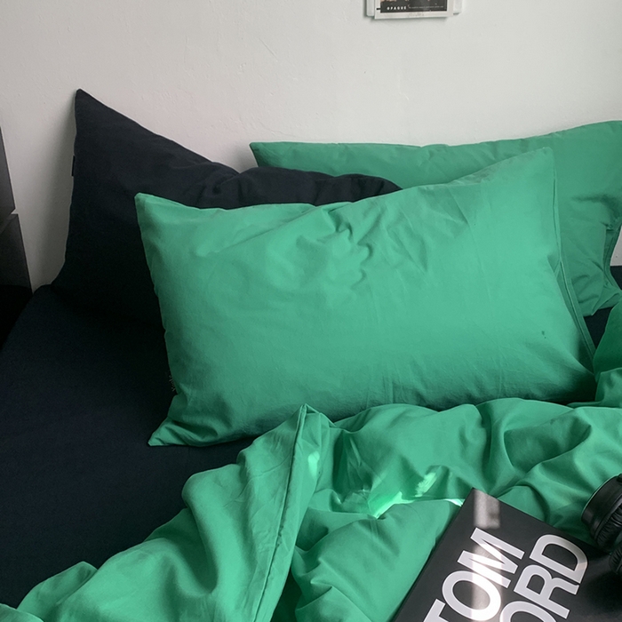 91家纺网 家纺一手货源 找家纺 （总）柚可家居 2025新款40支全棉色织水洗棉四件套--绿箭