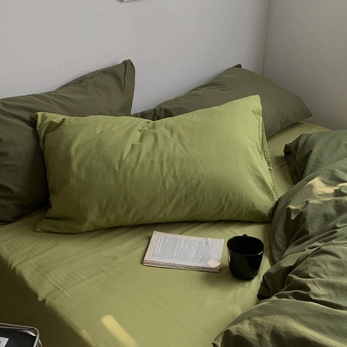 91家纺网 家纺一手货源 找家纺 （总）柚可家居 2024新款色织水洗棉四件套-绿皮书