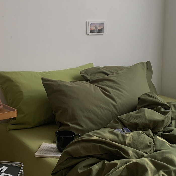 91家纺网 家纺一手货源 找家纺 （总）柚可家居 2024新款色织水洗棉四件套-绿皮书