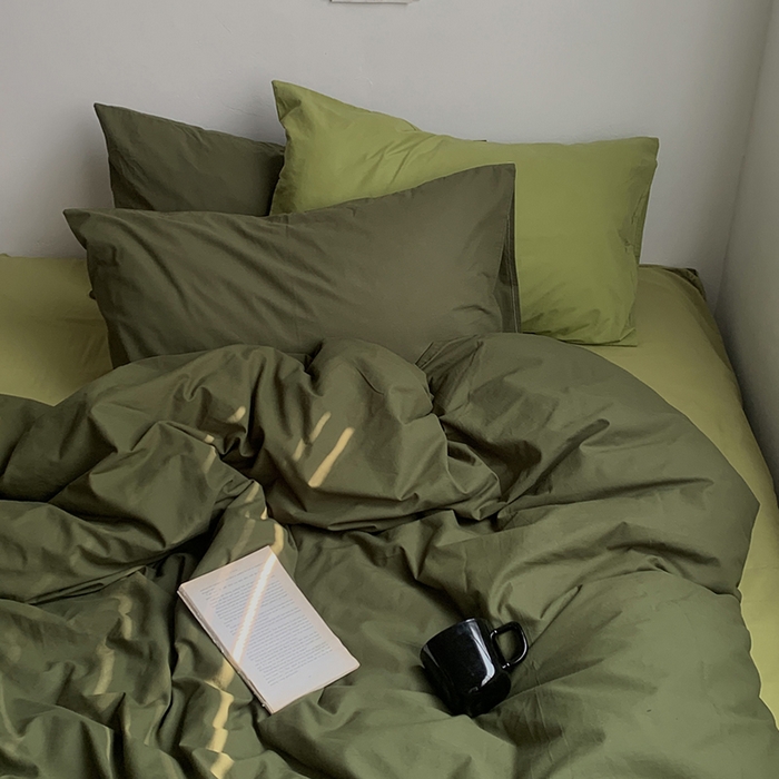 91家纺网 家纺一手货源 找家纺 （总）柚可家居 2024新款色织水洗棉四件套-绿皮书