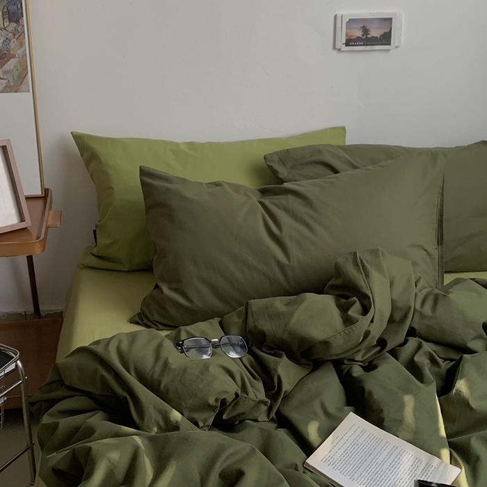 91家纺网 家纺一手货源 找家纺 （总）柚可家居 2024新款色织水洗棉四件套-绿皮书