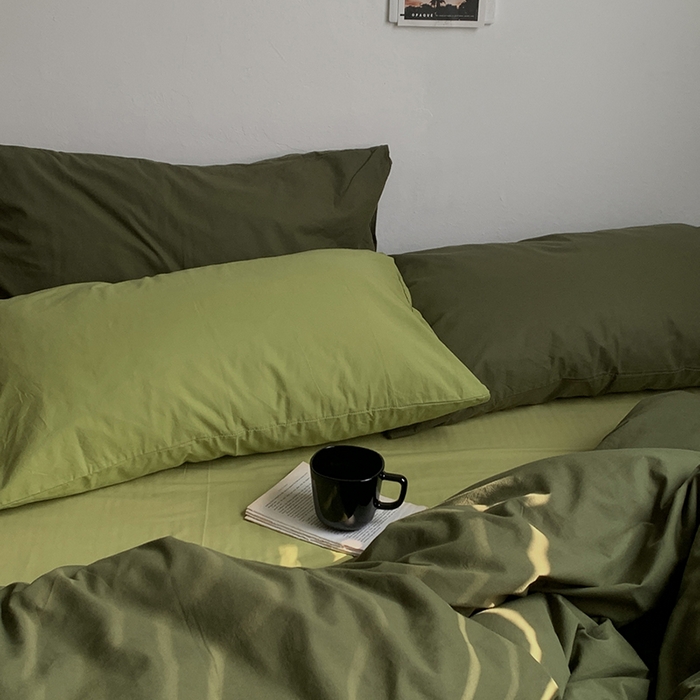 91家纺网 家纺一手货源 找家纺 （总）柚可家居 2024新款色织水洗棉四件套-绿皮书